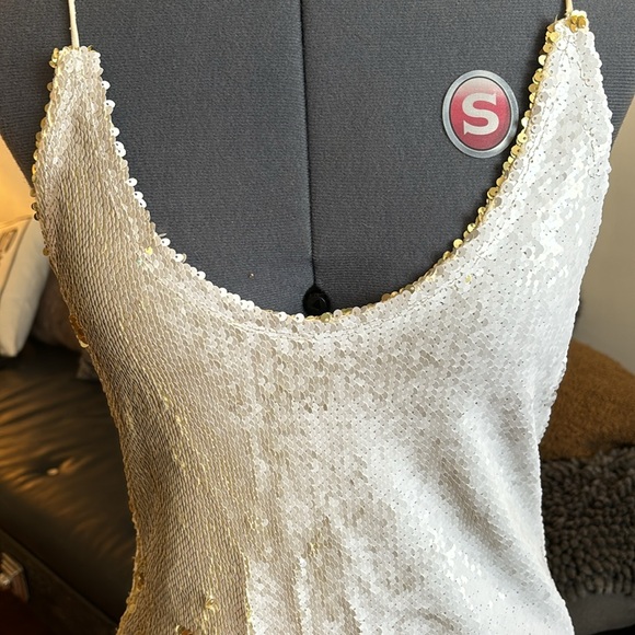 Women’s Free People white/gold sequin mini dress, size Small - Picture 3 of 8